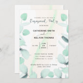 Invitation Eucalyptus Green Party d'engagement simple (Devant / Derrière)