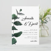 Invitation Eucalyptus Green Rustic Couple Mariage photo (Debout devant)