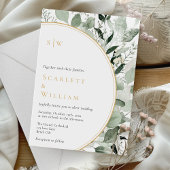 Invitation Eucalyptus Green Sage Or Mariage Monogramme