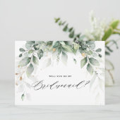 Invitation Eucalyptus Green Serez-vous ma servante d'honneur (Debout devant)