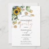 Invitation Eucalyptus Green Sunflowers Engagement (Devant)