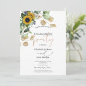 Invitation Eucalyptus Green Sunflowers Engagement (Debout devant)