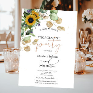 Invitation Eucalyptus Green Sunflowers Engagement
