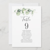 Invitation Eucalyptus Green Tableau Numéro 9 Tableau de siège (Devant)