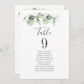 Invitation Eucalyptus Green Tableau Numéro 9 Tableau de siège (Devant / Derrière)