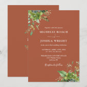 Invitation Eucalyptus Green Terracotta Monogram Mariage (Devant / Derrière)