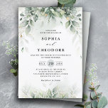 Invitation Eucalyptus Greenergetique gomme Botanique Rustique<br><div class="desc">Elégant et moderne printemps / milieu de l'été faire-part de mariage botanique dispose d'un bouquet de douce aquarelle vert verdoyant feuilles / feuilles botaniques / eucalyptus et la poussière de parties scintillant d'or. S'il vous plaît trouver d'autres modèles et variantes de mon magasin "blissweddingpaperie". Et n'hésitez pas à me contacter...</div>