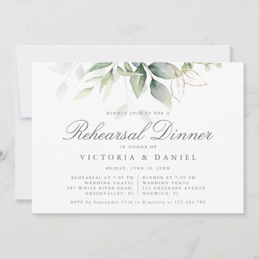 Invitation Eucalyptus Greenery Botanical Rehearsal (Devant)