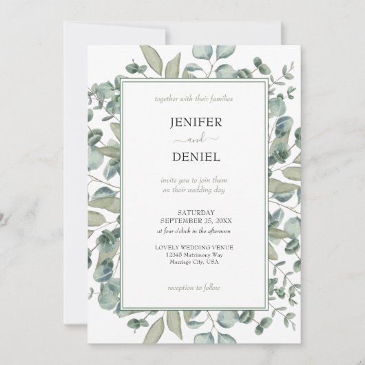 Invitation Eucalyptus Greenery Botanical Wedding (Devant)