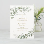 Invitation Eucalyptus Greenery First Communion Religious (Debout devant)