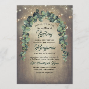 Invitation Eucalyptus Greenery Garland Rustic Mariage