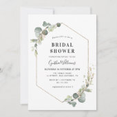 Invitation Eucalyptus greenery geometric bridal shower (Devant)