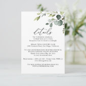 Invitation Eucalyptus Greenery Guest Information Details Card (Debout devant)