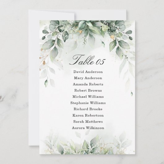 Invitation Eucalyptus Greenery Gum Botanical Seating chart (Devant)