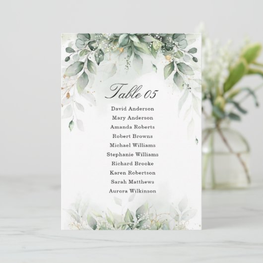 Invitation Eucalyptus Greenery Gum Botanical Seating chart (Debout devant)