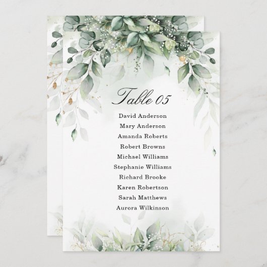 Invitation Eucalyptus Greenery Gum Botanical Seating chart (Devant / Derrière)