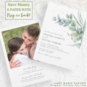 Invitation Eucalyptus Greenery Mariage avec RSVP