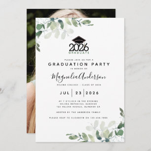 Invitation Eucalyptus Greenery Photo Graduation Party
