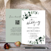 Invitation Eucalyptus Greenery QR Code Calligraphie Mariage