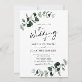 Invitation Eucalyptus Greenery QR Code Calligraphie Mariage (Devant)