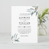 Invitation Eucalyptus Greenery Rustic Elegant QR Code Wedding (Debout devant)