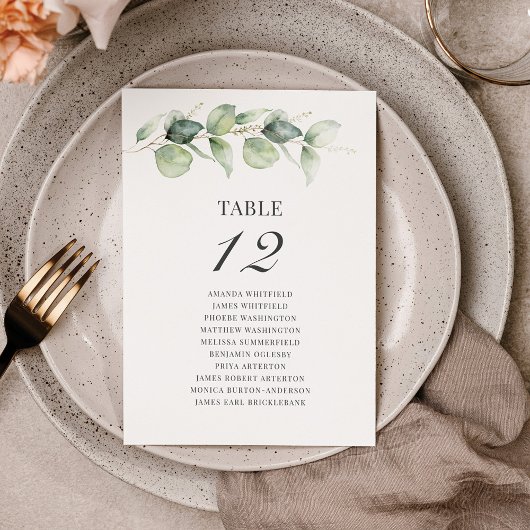 Invitation Eucalyptus Greenery Tableau Numéro 12 Tableau de s