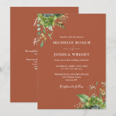 Invitation Eucalyptus Greenery Terracotta QR Code Mariage (Devant / Derrière)