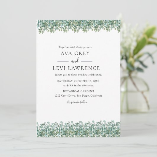 Invitation eucalyptus greenery wedding (Debout devant)