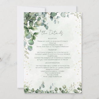 Invitation Eucalyptus Greenery Wedding Details Card - 1001A