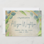 Invitation Eucalyptus Grunge Photo Graduation Party (Devant)