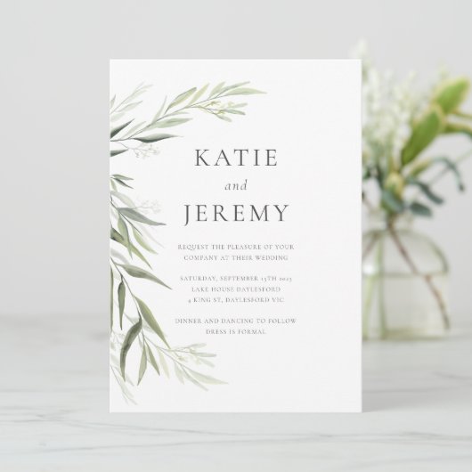 Invitation Eucalyptus Gum Feuille Mariage de verdure (Debout devant)