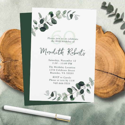 Invitation Eucalyptus Jardin Botanique 60e Anniversaire