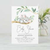 Invitation Eucalyptus Koala Ours Et Joey Baby shower (Debout devant)