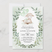Invitation Eucalyptus Lamb Bébé Moutons Christening Baptême (Devant)