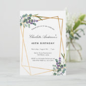 Invitation Eucalyptus lavande anniversaire de luxe géométriqu (Debout devant)