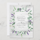 Invitation Eucalyptus Lavande Rustique Campagne Code QR Maria (Devant)