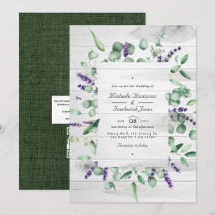 Invitation Eucalyptus Lavande Rustique Campagne Code QR Maria