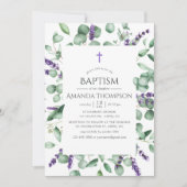 Invitation Eucalyptus Lavande Verdure Baptême (Devant)