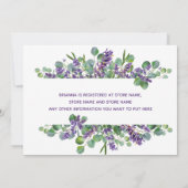 Invitation Eucalyptus Lavender Fête des mariées verte (Dos)