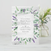 Invitation Eucalyptus Lavender Green Code QR RSVP Mariage (Debout devant)
