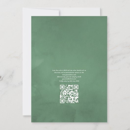 Invitation Eucalyptus Lavender Green Code QR RSVP Mariage (Dos)