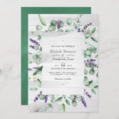 Invitation Eucalyptus Lavender Green Code QR RSVP Mariage (Devant / Derrière)