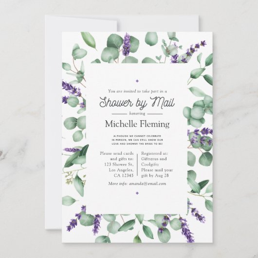 Invitation Eucalyptus Lavender Greenery Show par courrier (Devant)