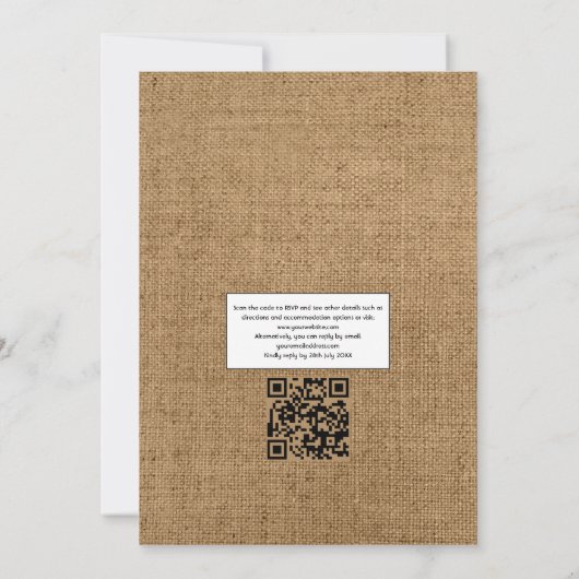 Invitation Eucalyptus Lavender Russe Pays Code QR Mariage (Dos)