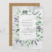 Invitation Eucalyptus Lavender Russe QR Code RSVP Mariage (Devant / Derrière)