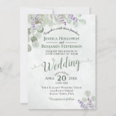 Invitation Eucalyptus Lavender Sage Vert & Violet Mariage (Devant)