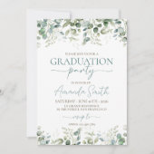 Invitation Eucalyptus Leaf Border Graduation Invite (Devant)
