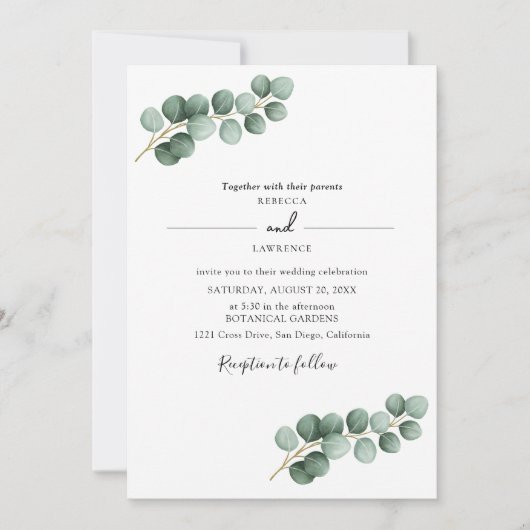 Invitation Eucalyptus Leaves Greenery (Devant)