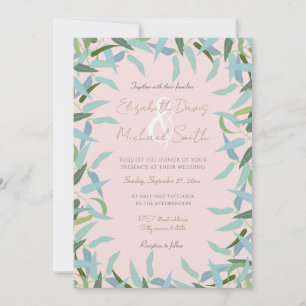 Invitation Eucalyptus Leaves Rose Design