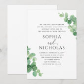 Invitation Eucalyptus Leaves Wedding. Outdoor Greenery Garden (Devant / Derrière)
